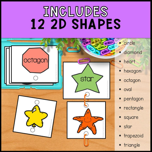 2D Shapes Linking Chains: Fine Motor Activity - Math Centers
