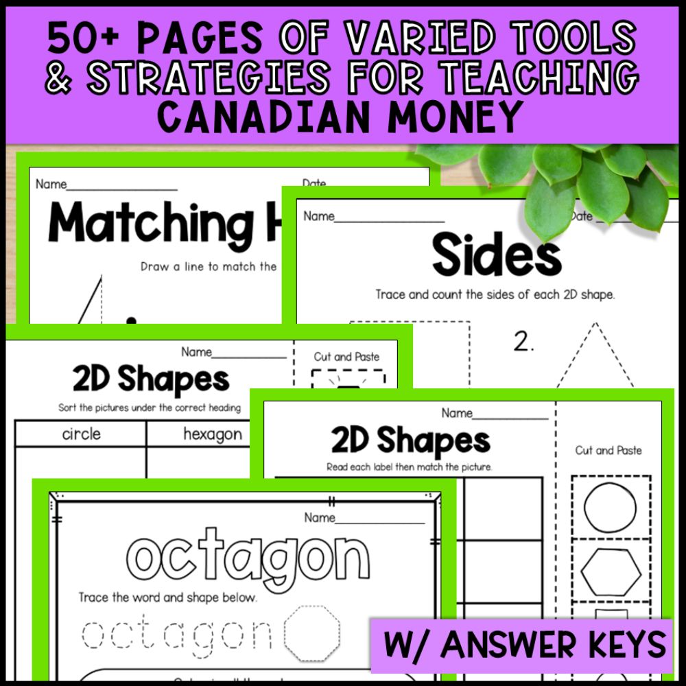 2D Shapes Math Activities - Worksheets and Task Cards
