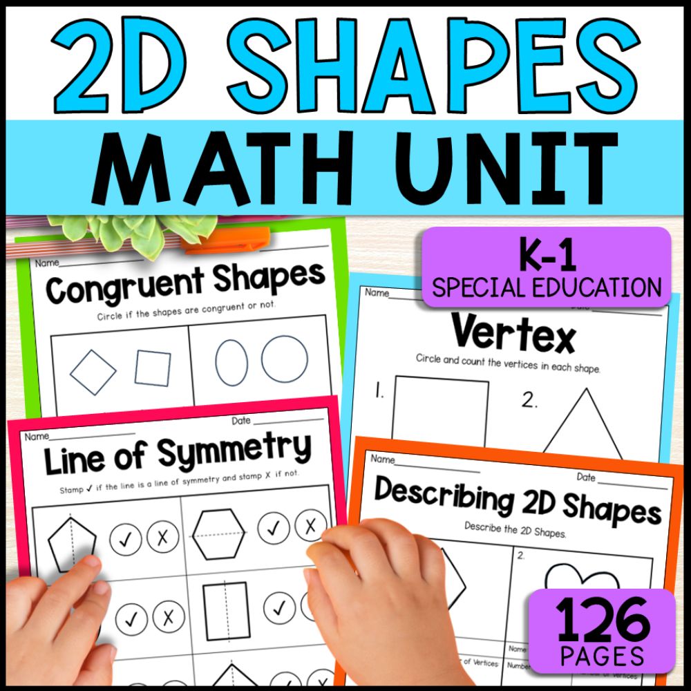 2D Shapes Math Activities - Worksheets and Task Cards