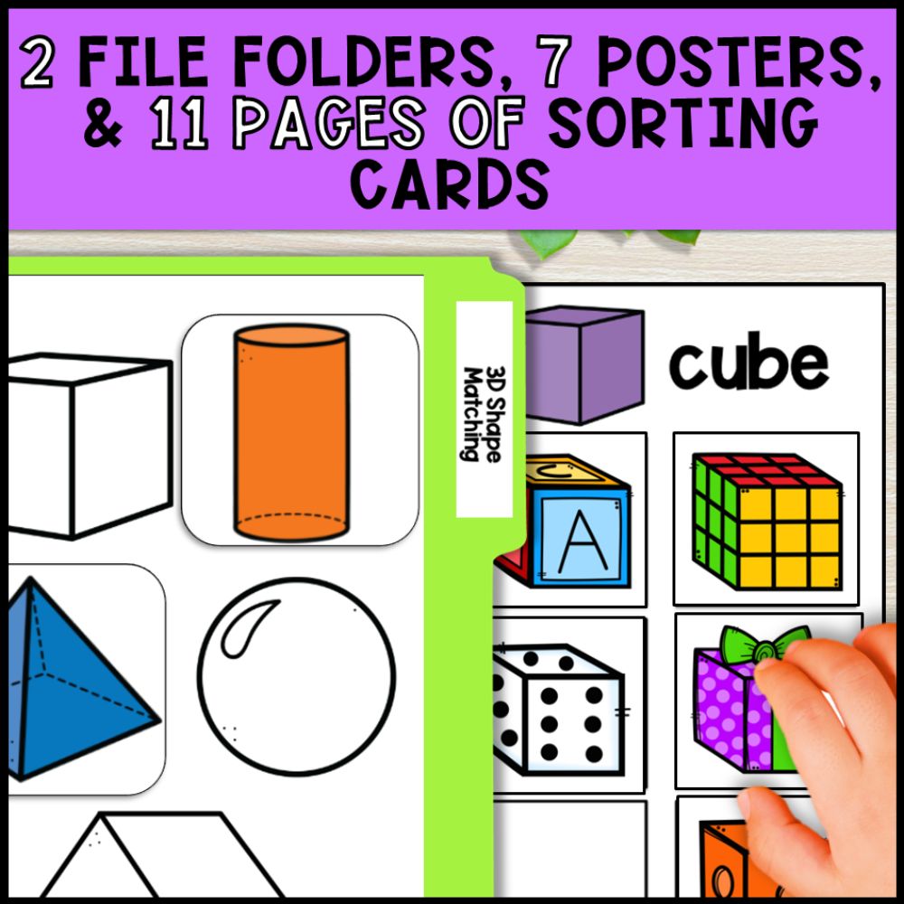 3D Shapes Math Activities: Worksheet & Task Cards - Special Education