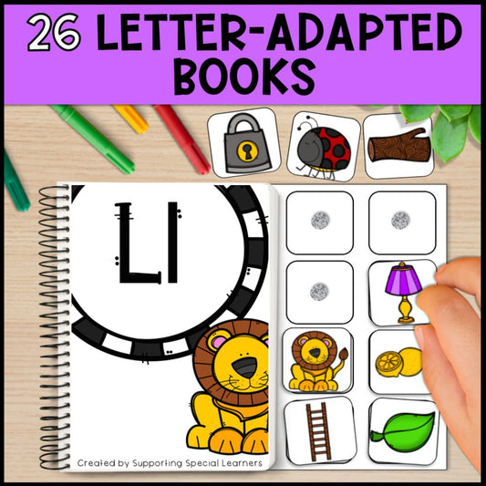 adapted books alphabet shapes and color - special education 26 letter adapted books