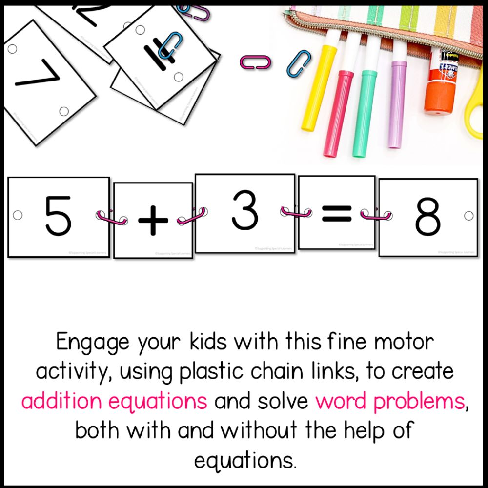 addition linking chains fine motor activity