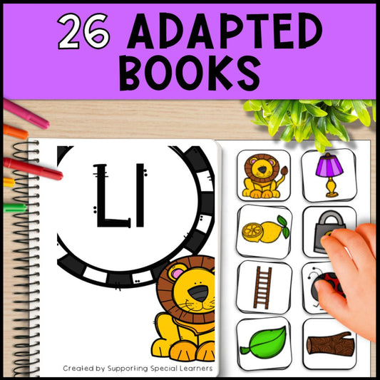 Alphabet Adapted Books, Sensory Bin, Sorting Mats and Posters