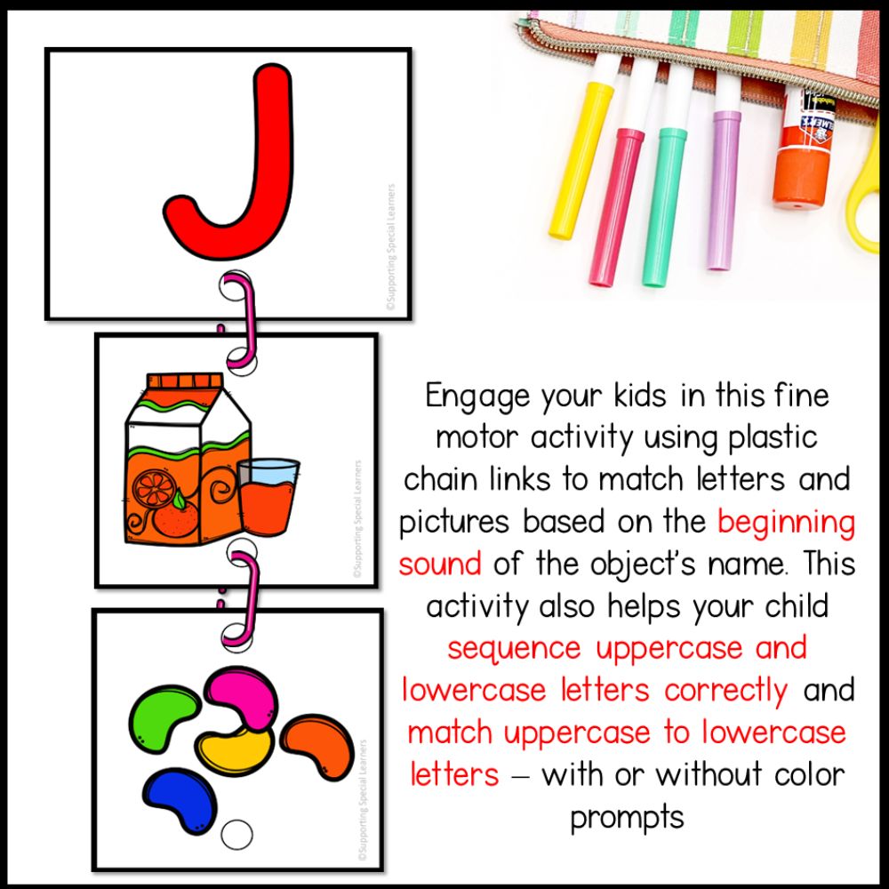 alphabet linking chains fine motor activity