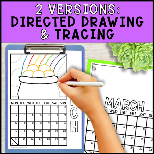 artwork calendar activity - directed drawing and tracing