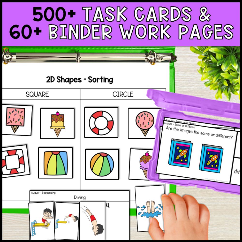 August Basic Concepts Worksheets for Special Education: ELA and Math