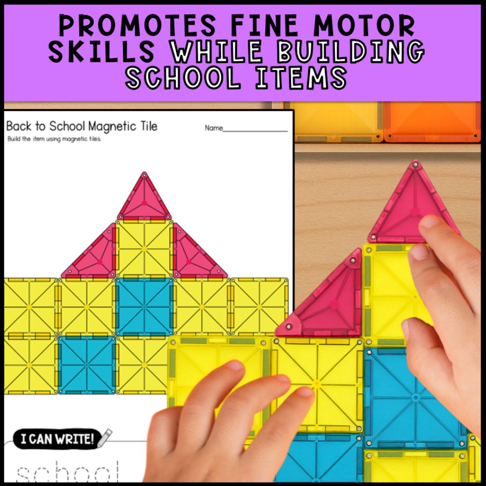 Back to School Magnetic Tiles Task Boxes for Special Education