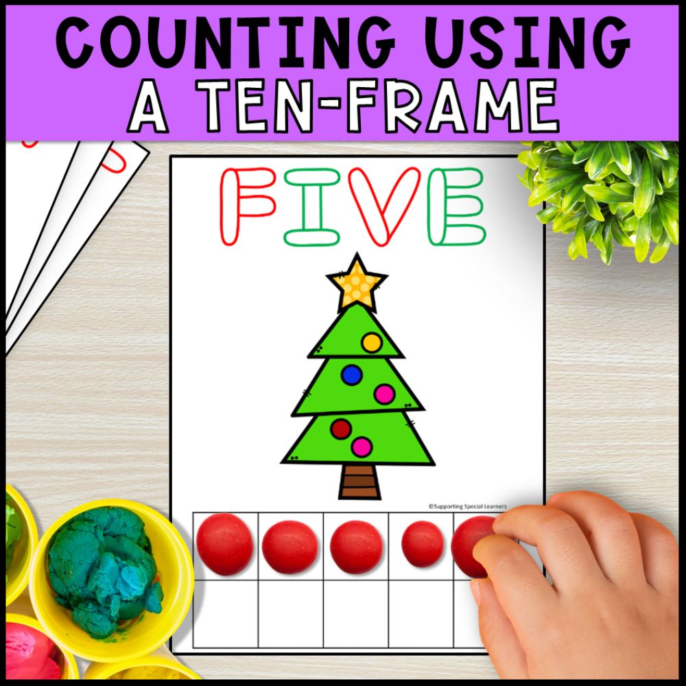 Christmas Playdough Mats: Counting using Ten Frame - Math Centers