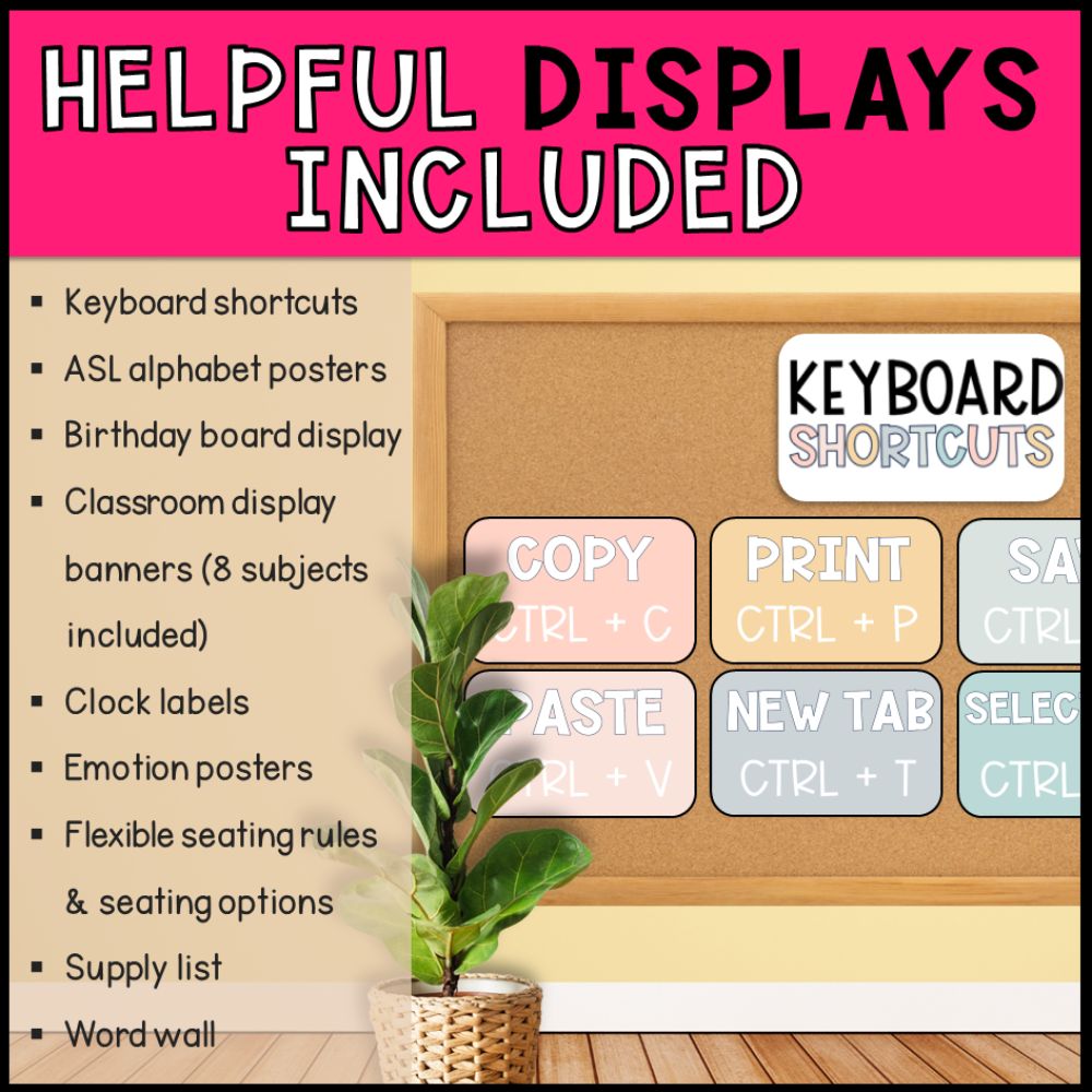 Calm Pastel Classroom Decor: Modern Muted Colors - Editable Pages