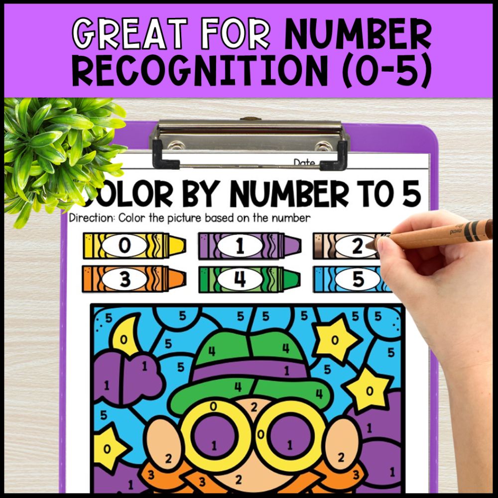 color by number to 5 growing bundle - special education