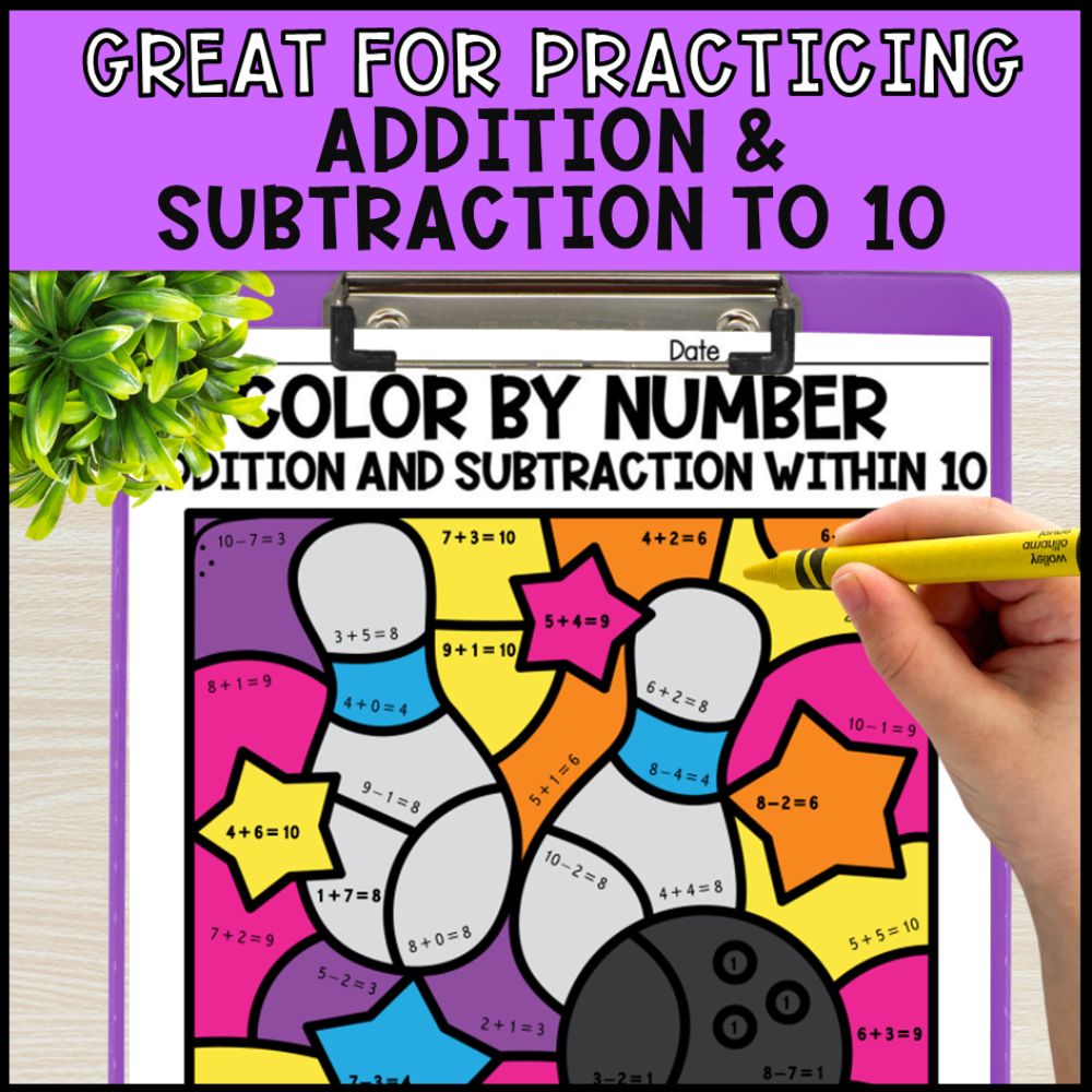 Color by Number Addition and Subtraction within 10 Bundle