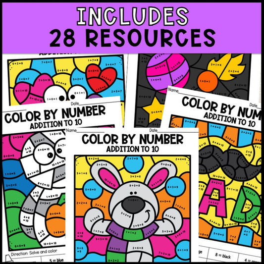 Color by Number Addition to 10 Bundle - Special Education