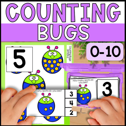Counting Bugs 0 to 10: Adapted Book, 44 Task Cards, and 5 File Folders