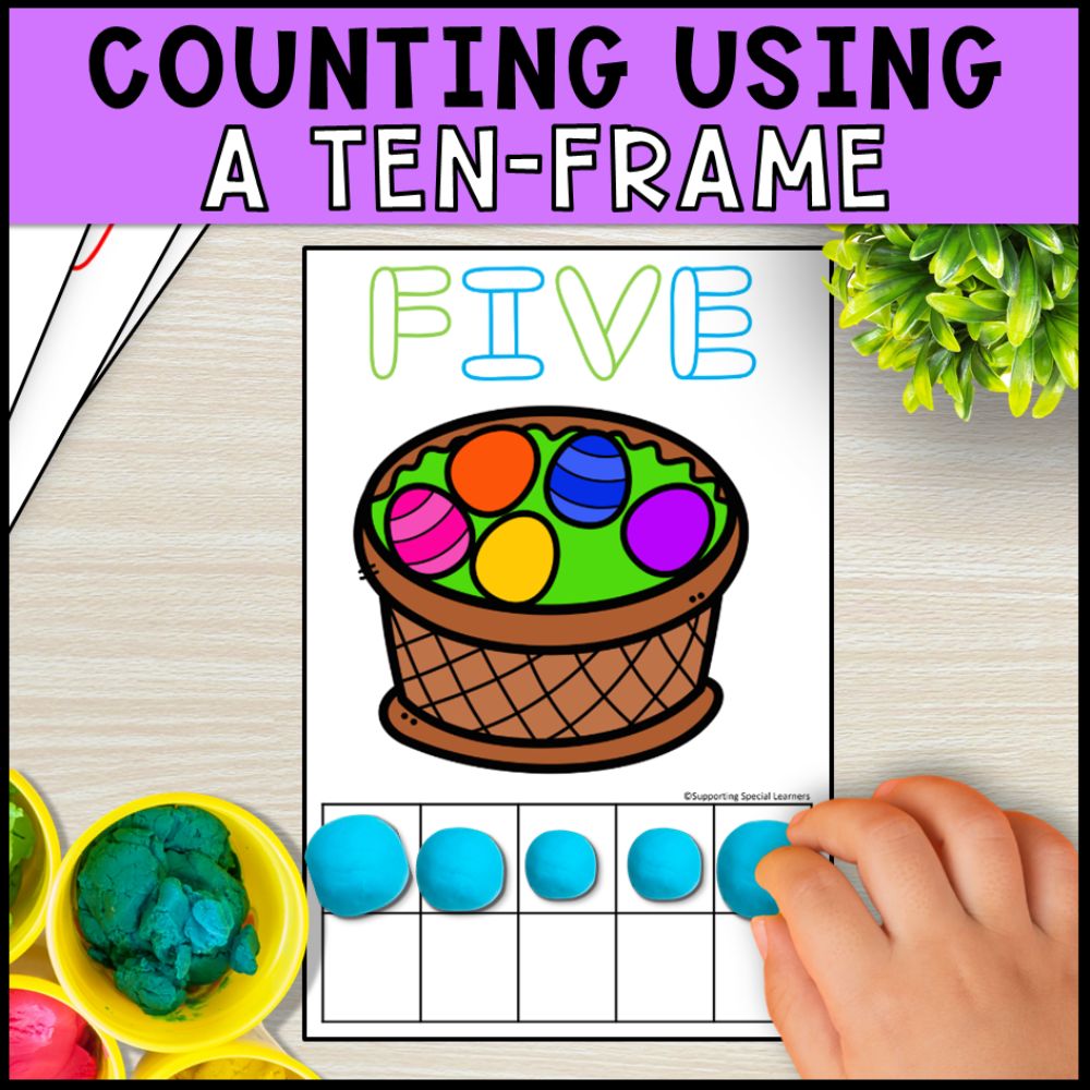 Easter Playdough Mats: Counting using Ten Frame - Math Centers