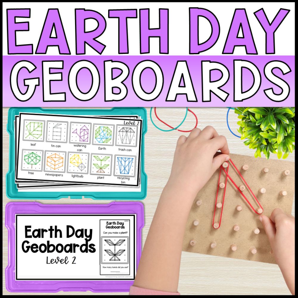 Earth Day Geoboard Task Cards - Special Education