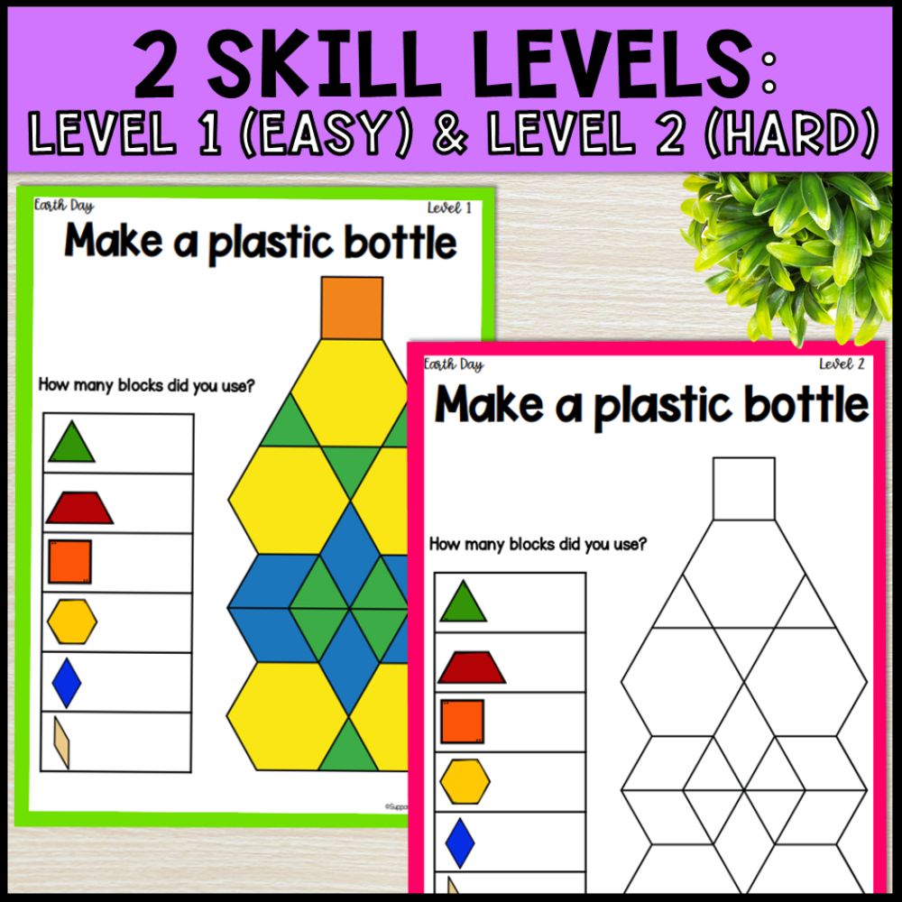 Earth Day Pattern Block Mats and Task Cards - Special Education