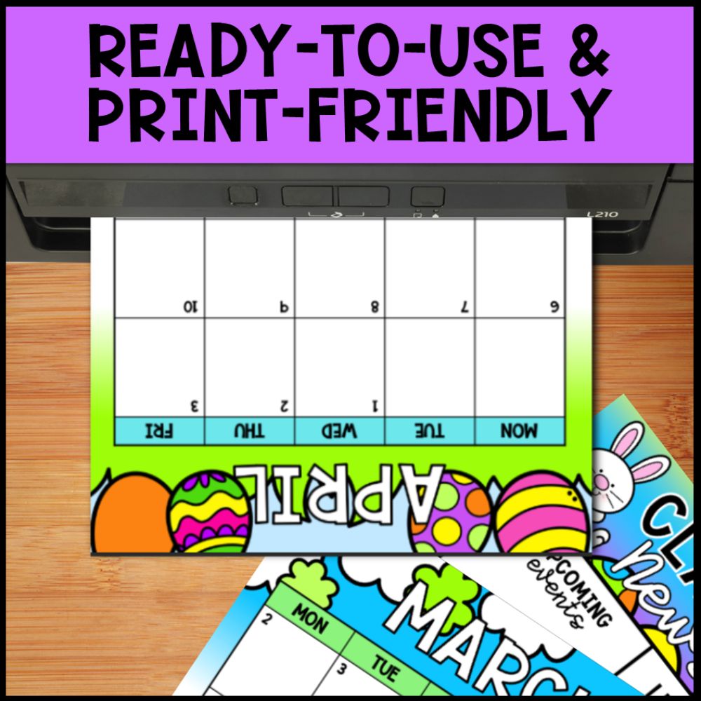 Editable Monthly Newsletter Template & Printable Calendar