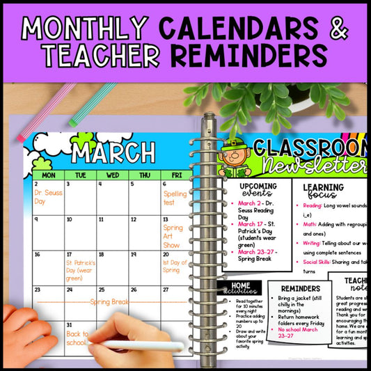 Editable Monthly Newsletter Template & Printable Calendar