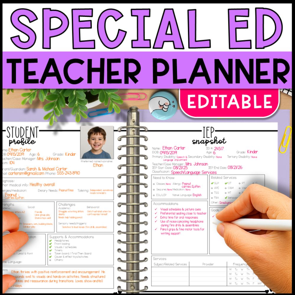 Editable Special Education Teacher Planner - Daily & Weekly