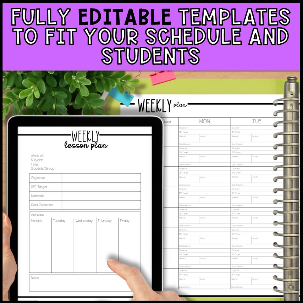 Editable Special Education Teacher Planner - Daily & Weekly