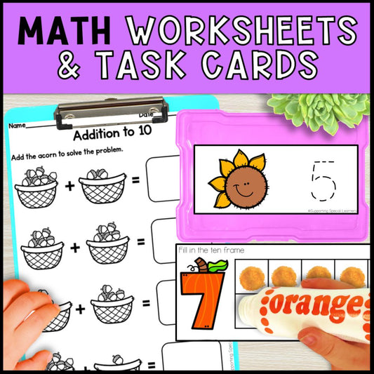 Fall Math and Literacy Centers - Kindergarten & Special Education