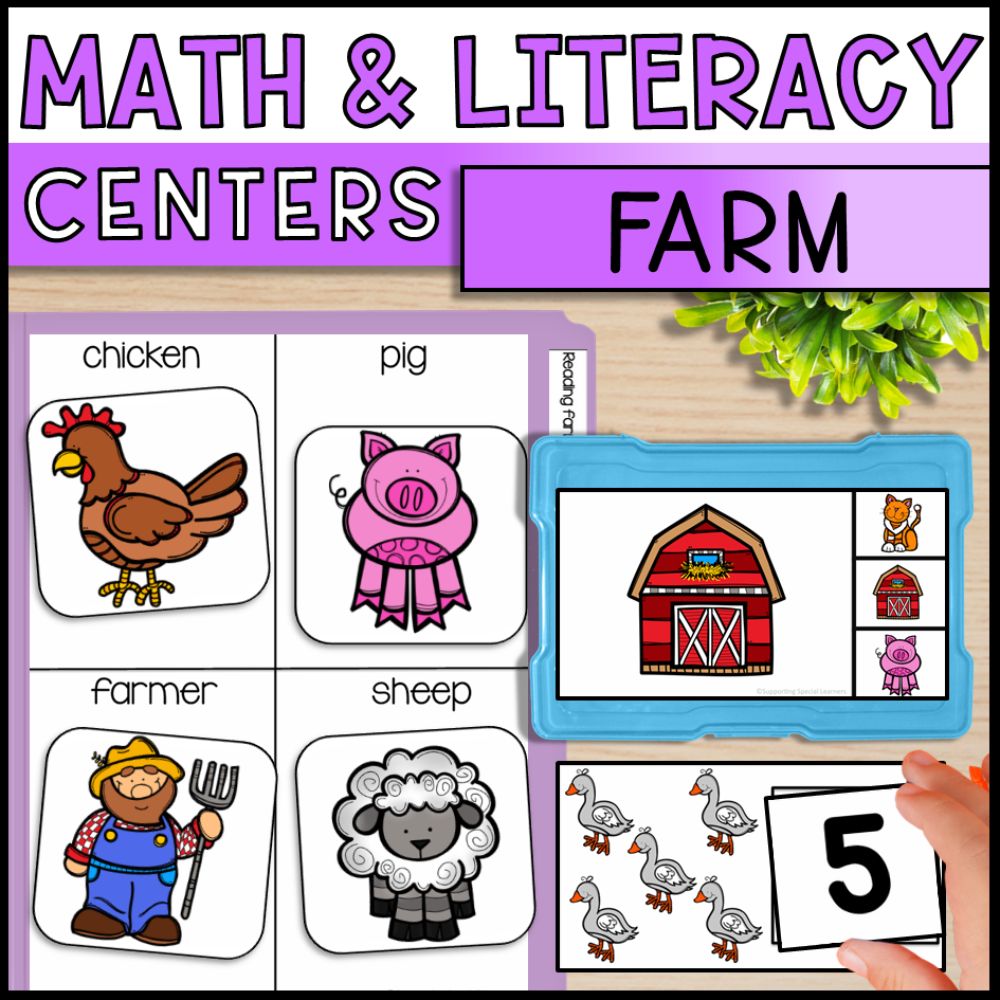 Farm Theme Math and Literacy Centers: Special Education & Kindergarten