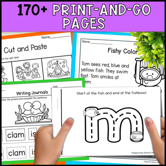 July Basic Concepts Worksheets for Special Education: ELA and Math