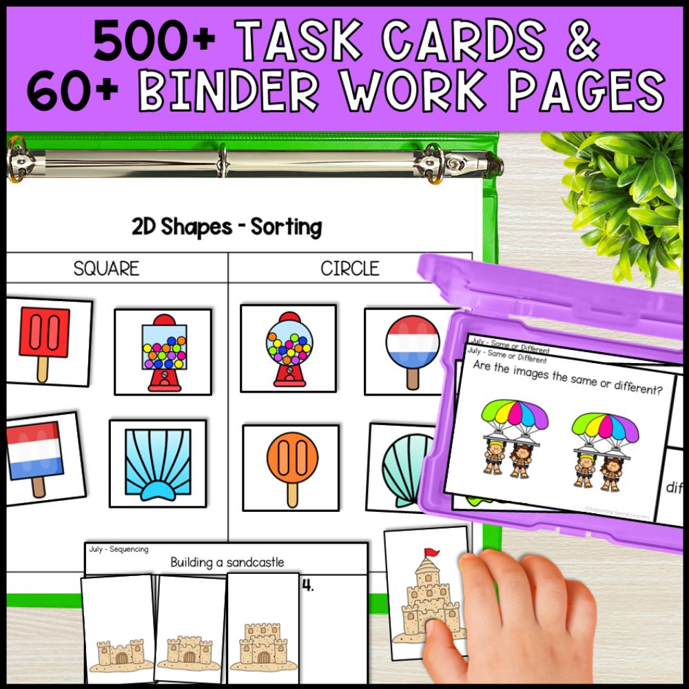 July Basic Concepts Worksheets for Special Education: ELA and Math