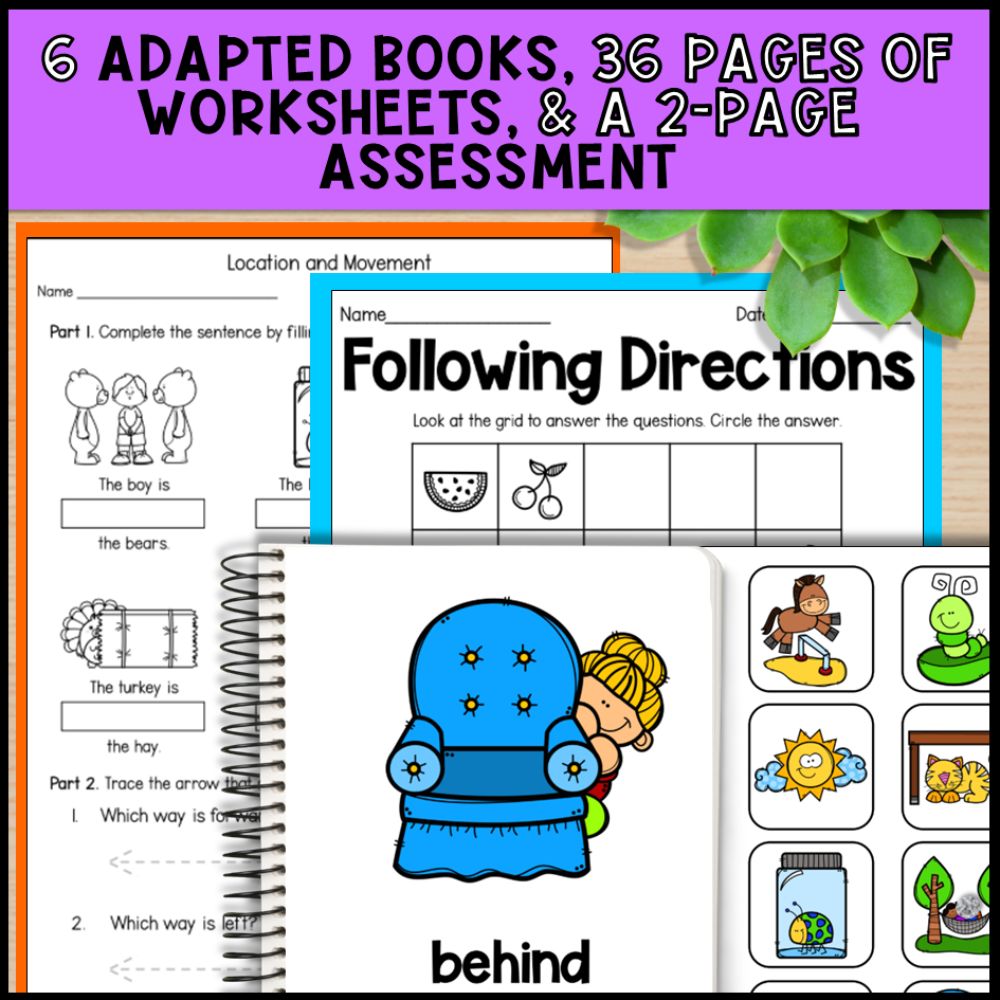 Location & Movement Positional Words - Prepositions, Books, Games & Centers