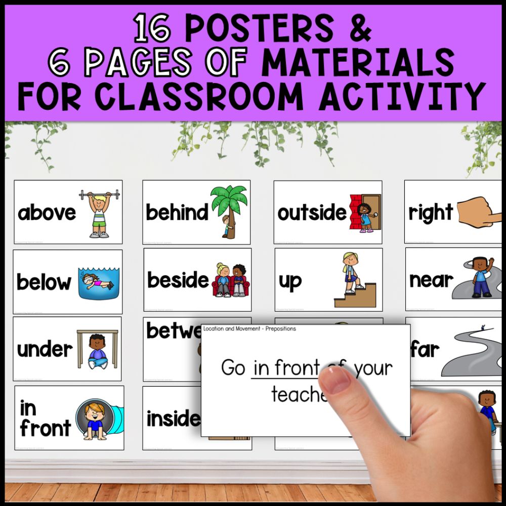 Location & Movement Positional Words - Prepositions, Books, Games & Centers