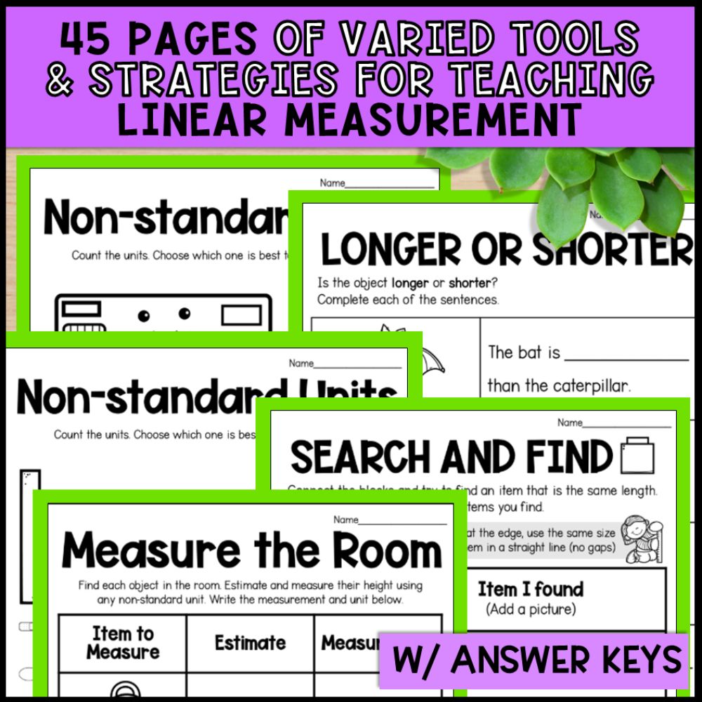 Non-Standard Measurement Activities: Worksheets, Posters & Task Cards