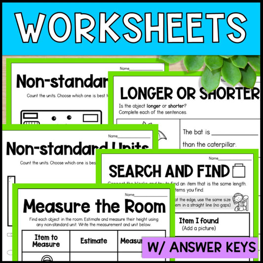 Nonstandard Measurement Bundle: Worksheets, Posters, Task Cards & More