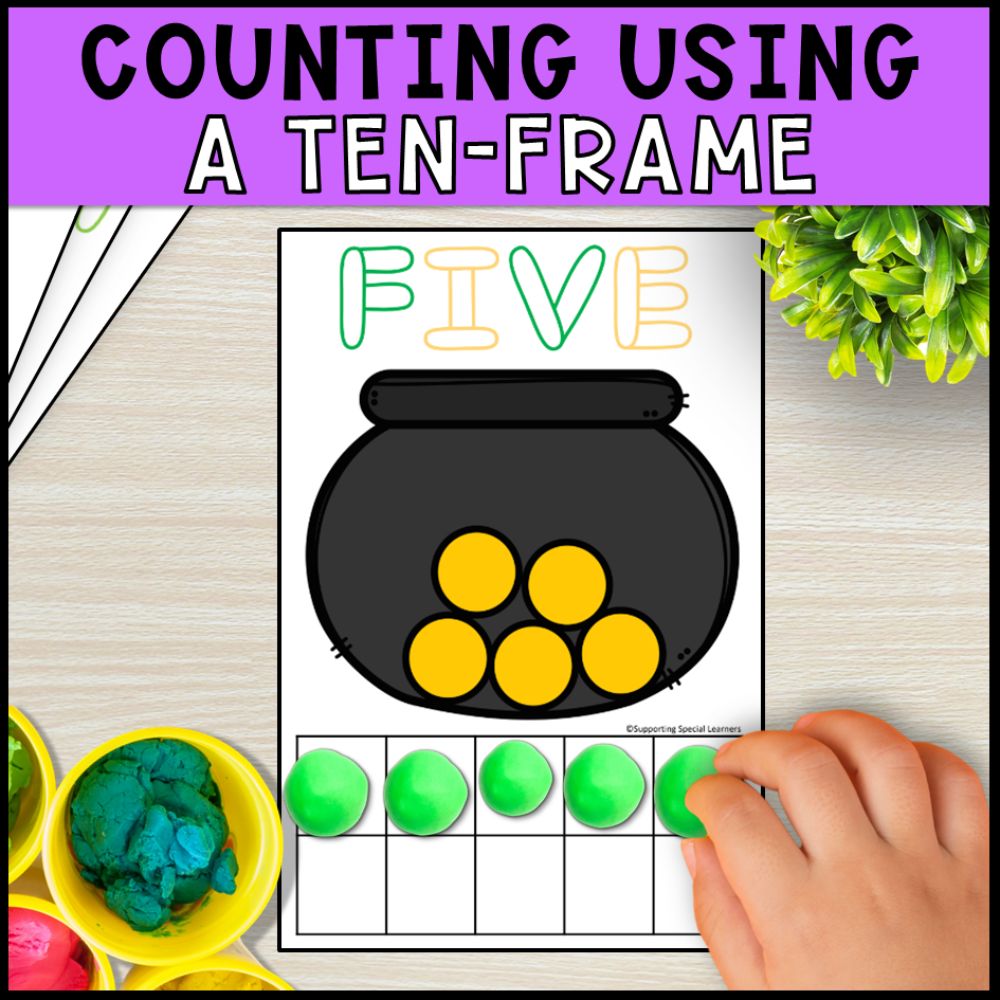St. Patrick's Day Playdough Mats: Counting Using Ten Frame