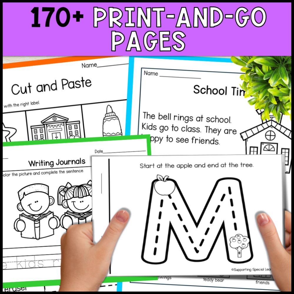 September Special Education Basic Concepts: ELA & Math Worksheets