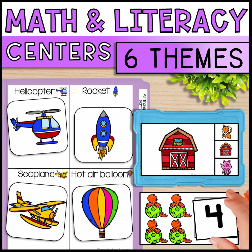Six Themes Math and Literacy Centers: Special Education & Kindergarten