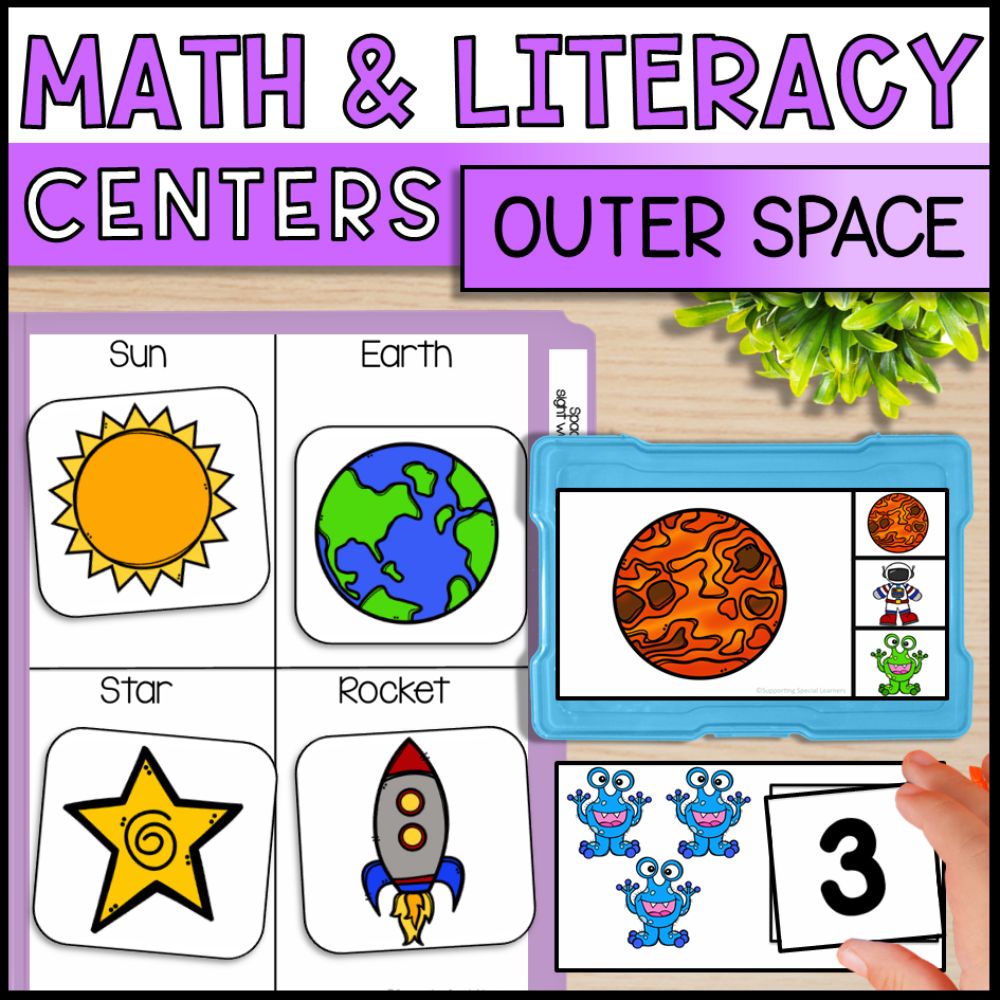 Space Theme Math and Literacy Centers: Special Education & Kindergarten