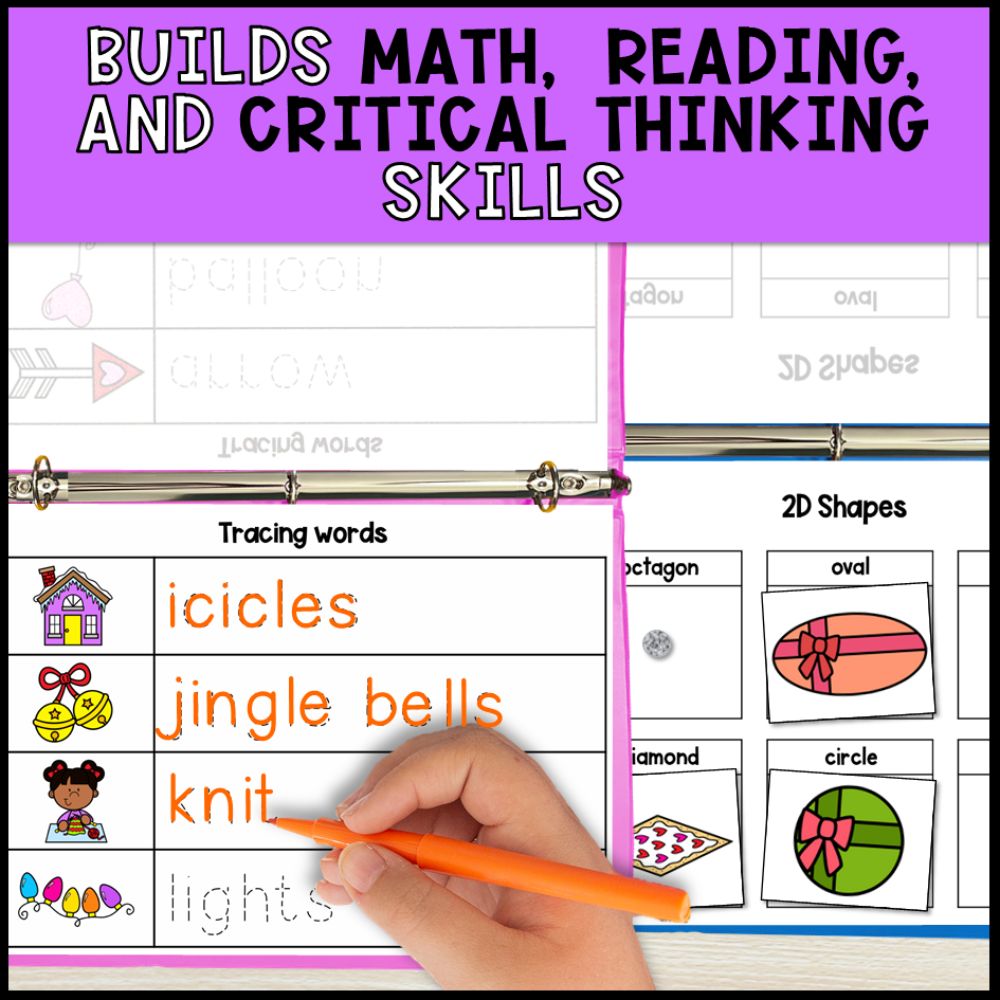 special education morning work binders - christmas theme builds math reading and critical thinking skills