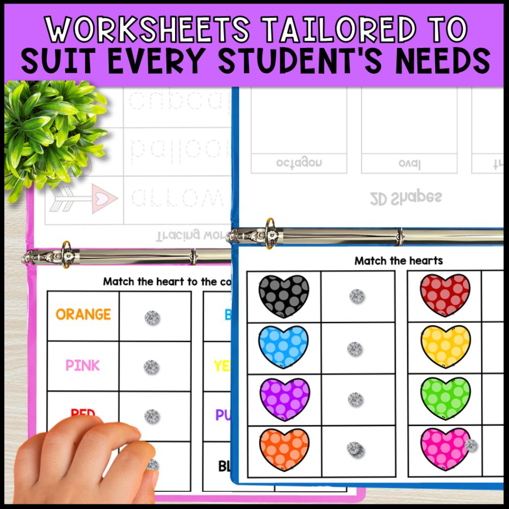 special education morning work binders - valentines day worksheets for every students needs