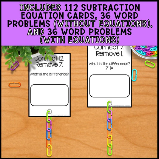 Subtraction Linking Chains: Fine Motor Activity - Math Centers