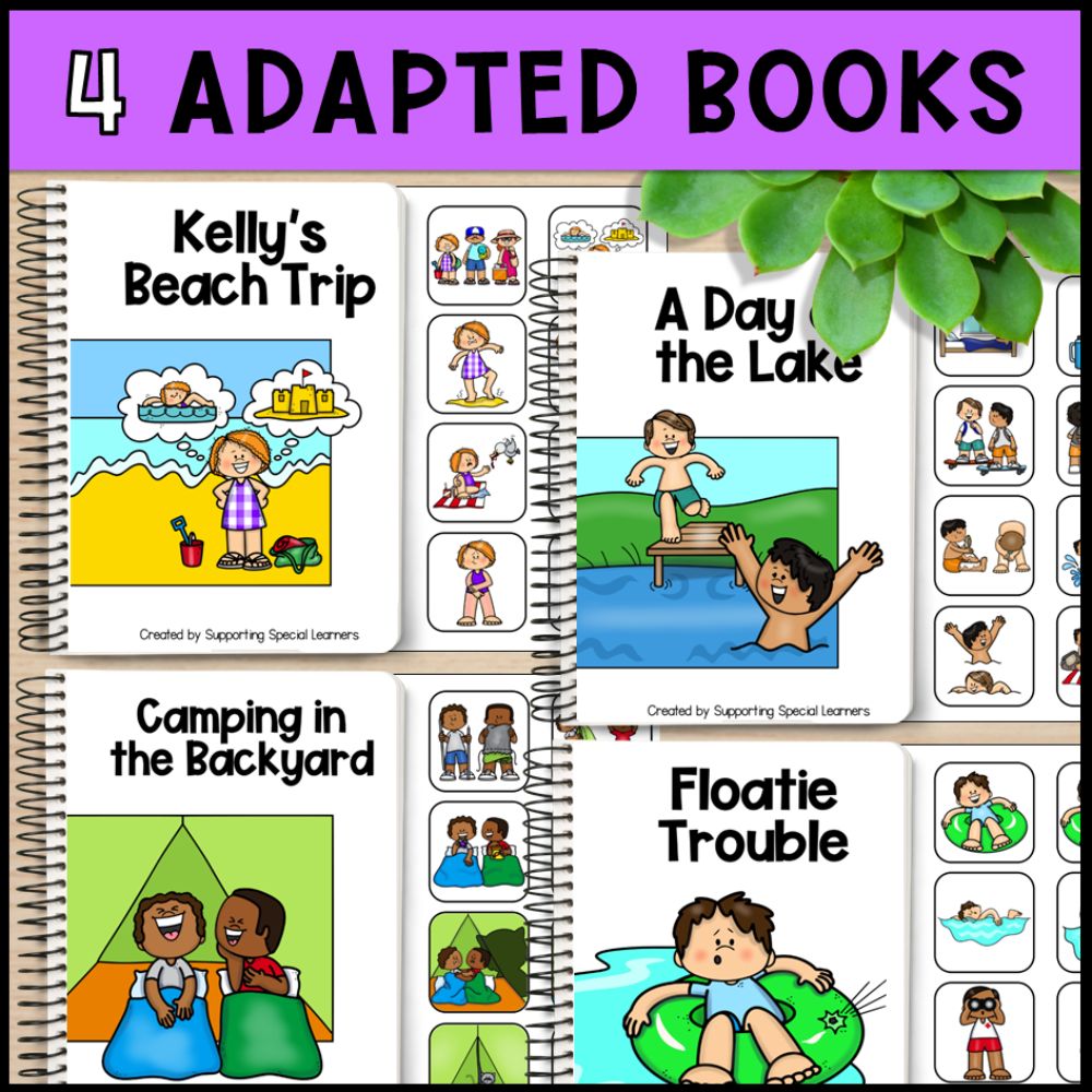 Summer Adapted Books with Comprehension Activities - Special Education
