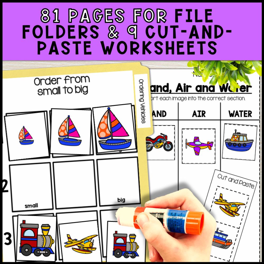 Vehicle Theme Math and Literacy Centers: Special Education & Kindergarten
