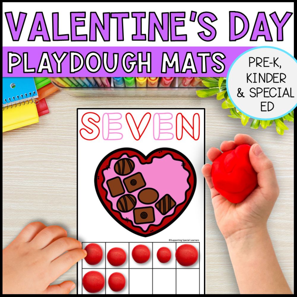 Valentine's Day Playdough Mats: Counting using Ten Frame - Math Center