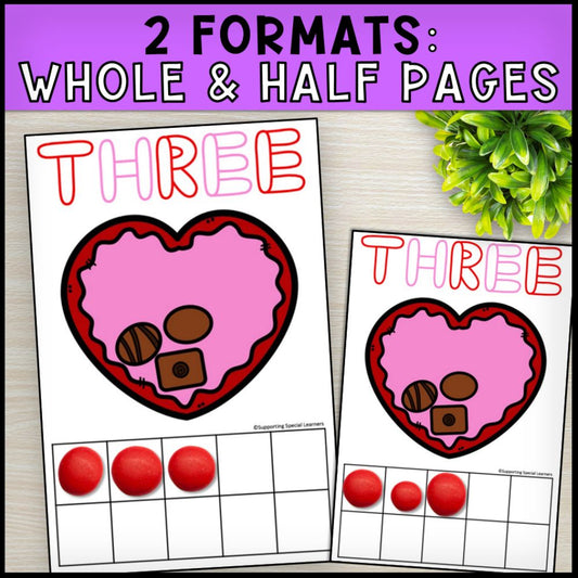 Valentine's Day Playdough Mats: Counting using Ten Frame - Math Center