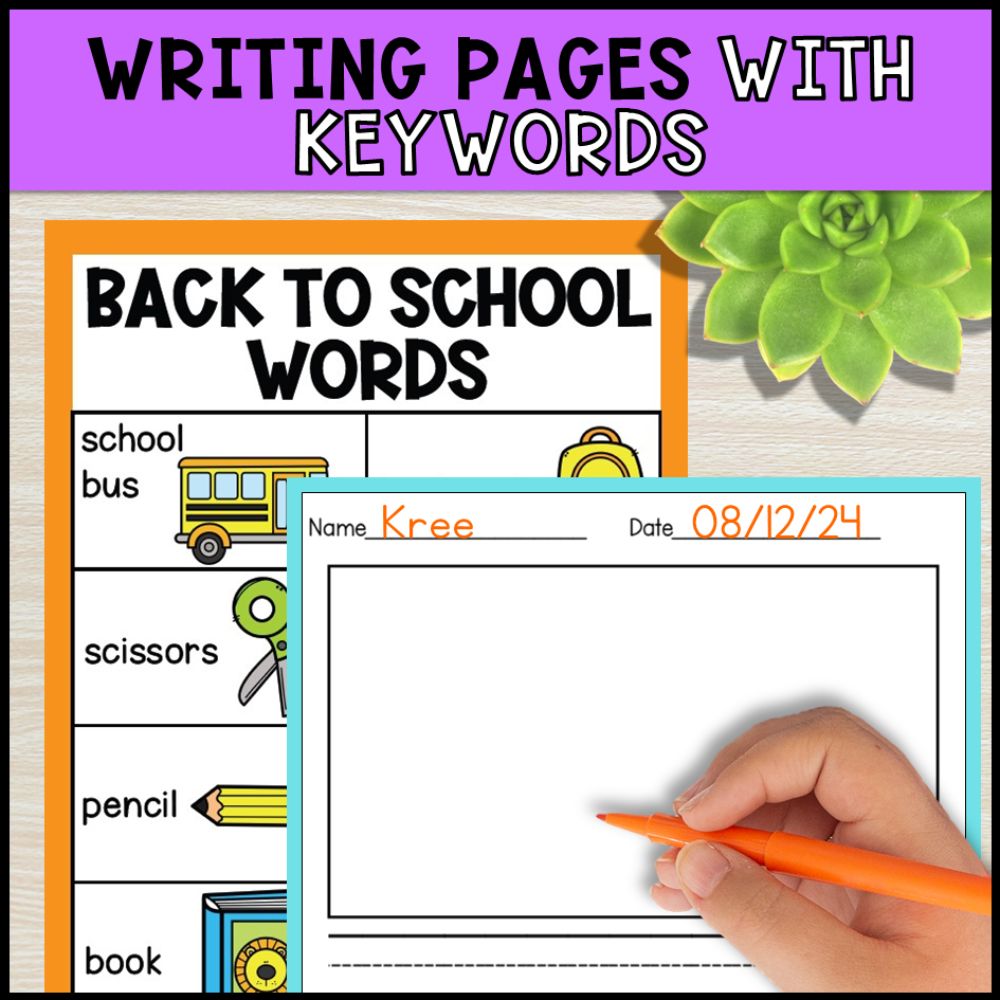 write the room growing bundle for kindergarten and special education writing pages with keywords