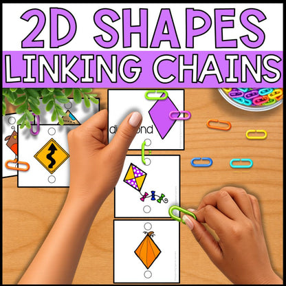 2D Shapes Linking Chains: Fine Motor Activity - Math Centers