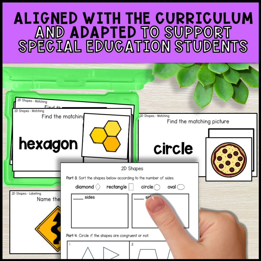 2D Shapes Math Activities - Worksheets and Task Cards