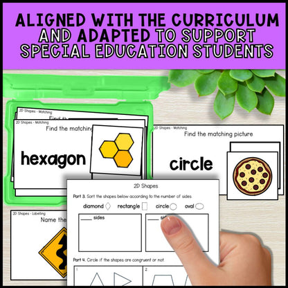 2D Shapes Math Activities - Worksheets and Task Cards