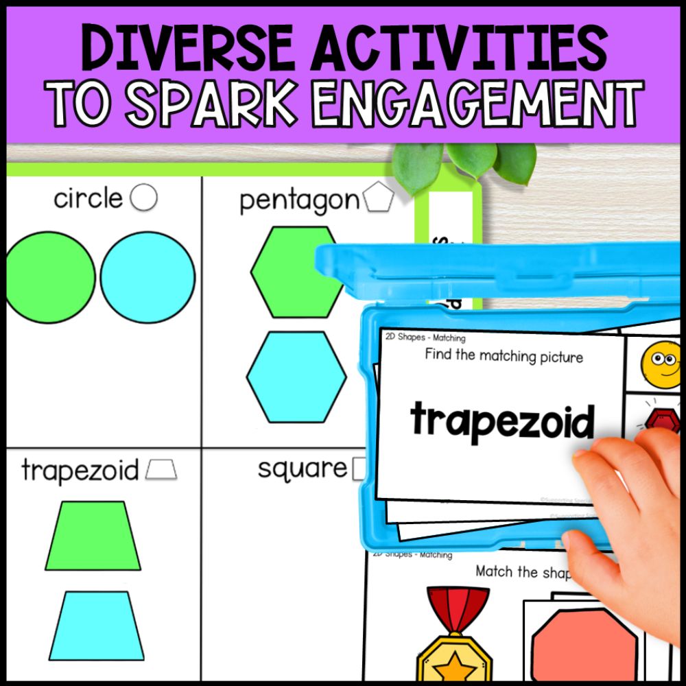 2D Shapes Math Activities - Worksheets and Task Cards