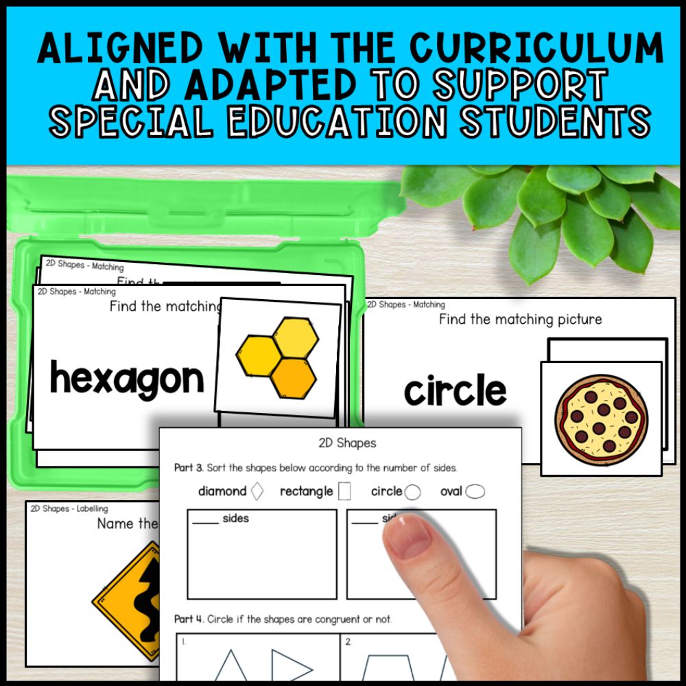 2D Shapes Math Activities - Worksheets and Task Cards