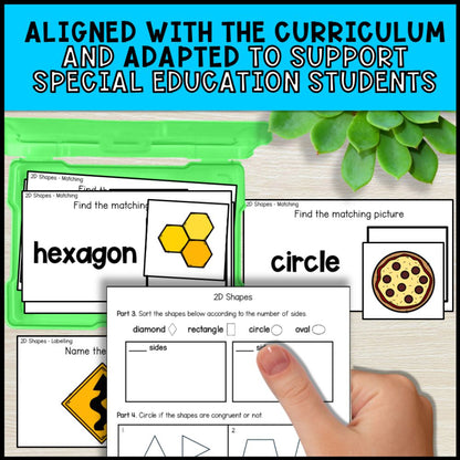 2D Shapes Math Activities - Worksheets and Task Cards